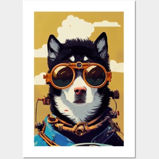 Vintage husky dog Posters and Art